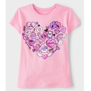 Girls Valentine's Day Heart Graphic Tee Large